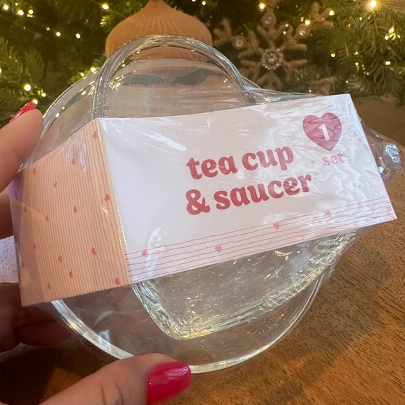 Target playground dollar spot heart shaped mug coffee tea glass saucer Valentine - Picture 6 of 10